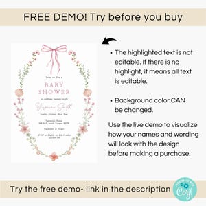Looking for a sophisticated Pink Bow Baby Shower Invitation Template? This editable coquette girl baby shower invite features a dusty blush pink ribbon and minimalist hand-drawn floral accents. Perfect for a French Chinoiserie or Toile themed sprinkle. This high-quality digital download is easy to customize for a timeless, elegant baby girl celebration. Buy now for a printable or mobile-friendly invitation that fits the trendy coquette aesthetic and minimalist wildflower style.