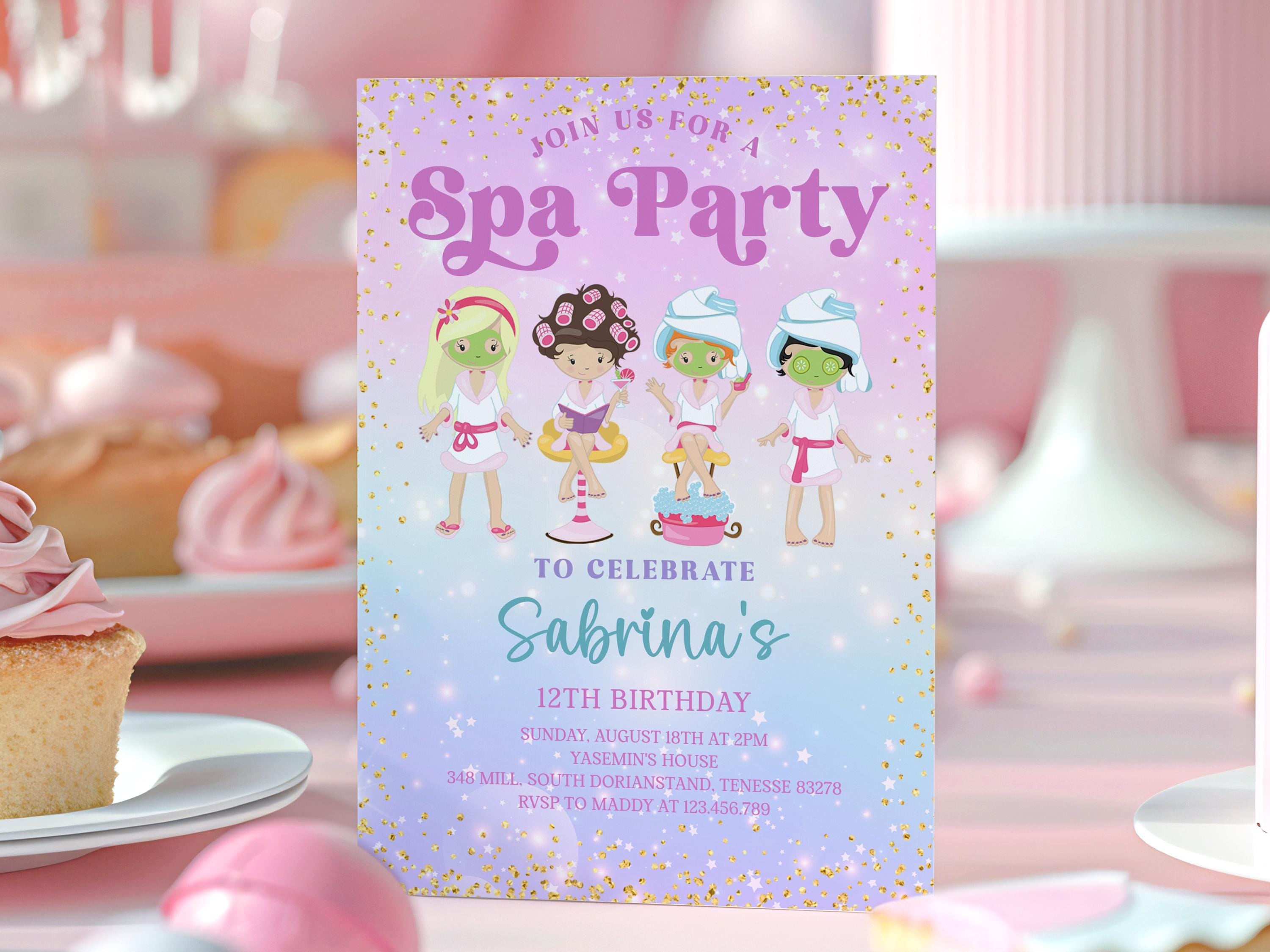 Editable Spa Party Invitation, Pamper Party Template, Glitz and Glam ...