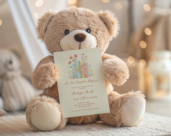 Storybook Bridal Shower Invitation Template | Editable Vintage Floral Book-Themed DIY Wedding Invite – A New Chapter Begins, D330
