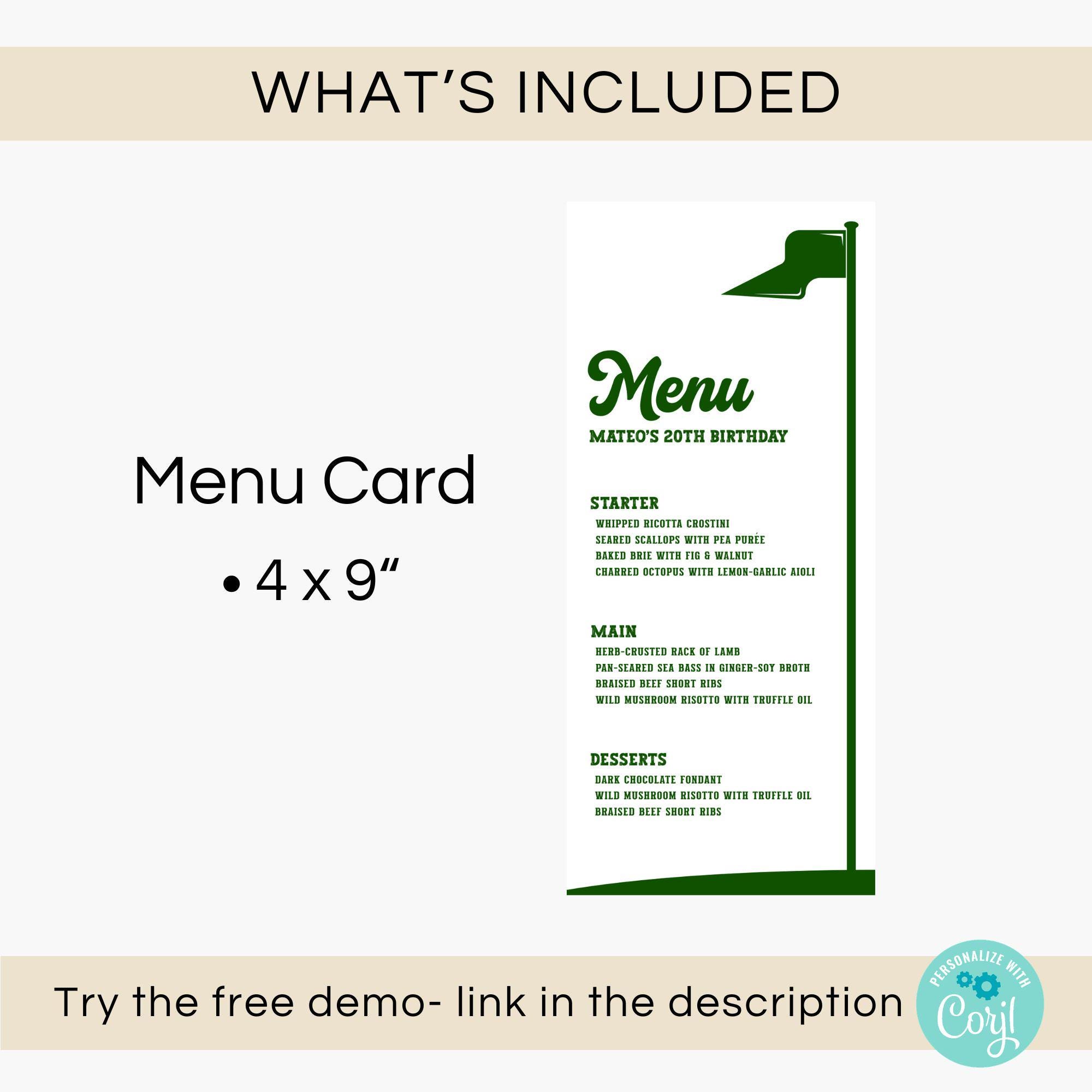 Golf Course Menu Template Golf Club Menu Template,vintage Country Club Dinner Menu Card,old Money ...
