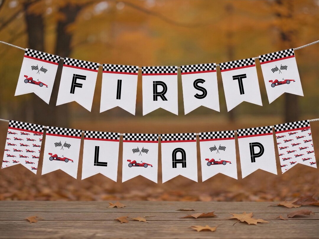 First Lap First Birthday Racing Garland, Boy Red Modern Car Party ...