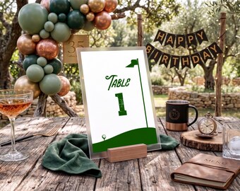 Golf Club Table Numbers Template, Vintage Country Club Seating Decor, Old Money Classy Golf Party Centerpiece, Let's Par-Tee Table Art, D172