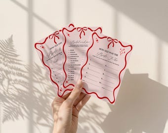 Pink Red Activity Card, Scribble Bachelorette Weekend Game, Martini Hen Party Activity, Nashville Bach Party Editable Template Design, D65