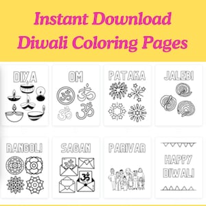 Diwali Coloring Pages | Instant Download Coloring Pages | Coloring Book | Indian Coloring Book | Indian Coloring Pages | Digital Coloring