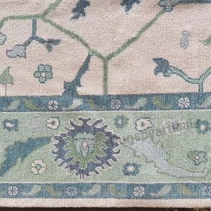Beautiful Oushak Rug Cream, Green 6x9 8x10 Turkish Oushak Rug Antique styles Design Wool Area Rugs Living For Dining Room Hand-Knotted Rug