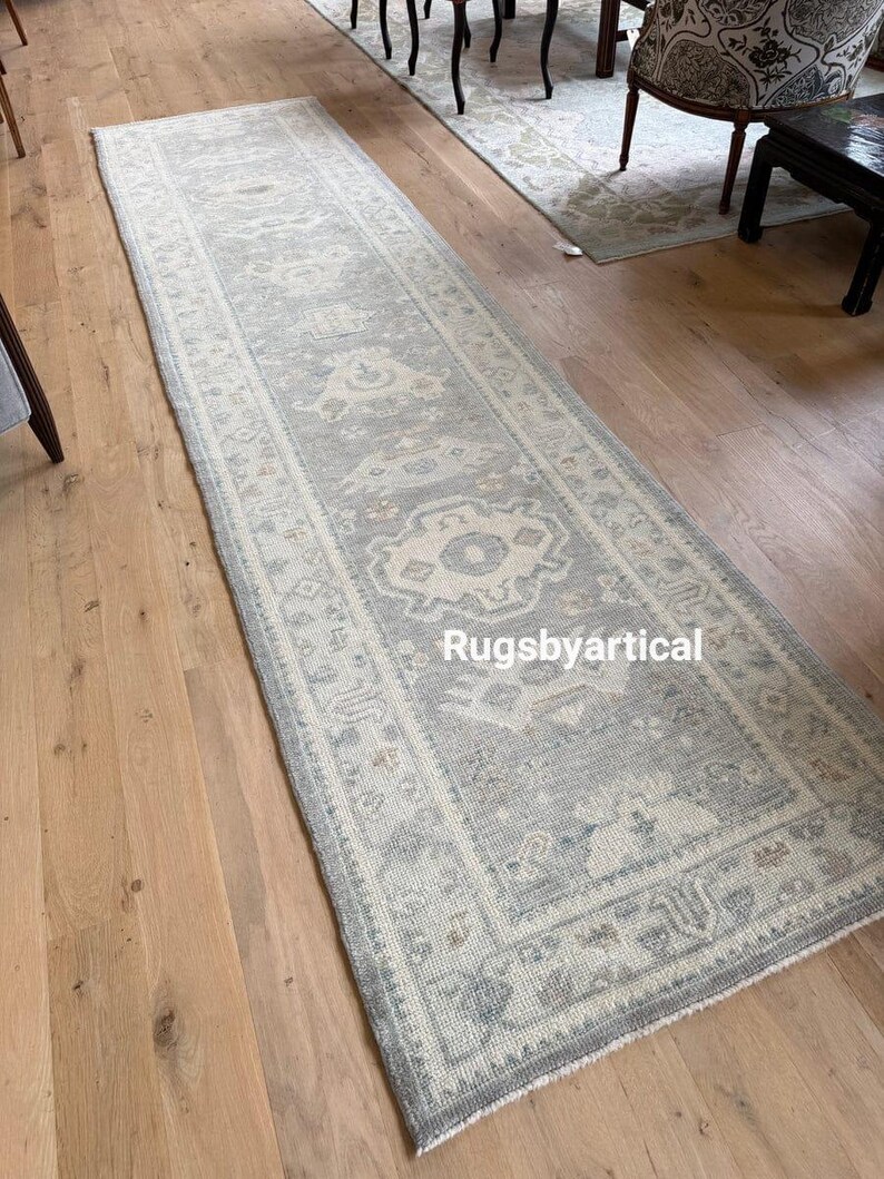 Turkish Oushak Runner Beige Grey 3x16 2.5x10 Turkish Rug Antique ...