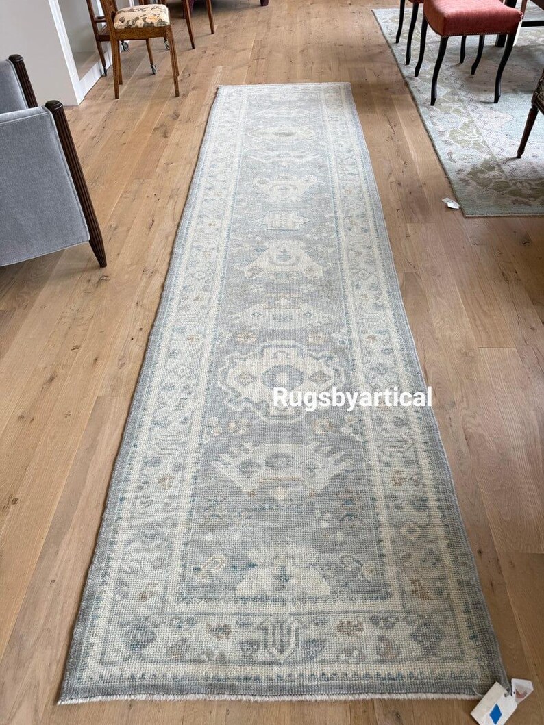 Turkish Oushak Runner Beige Grey 3x16 2.5x10 Turkish Rug Antique ...