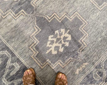 Unique Oushak Rugs, Grey 9x12 10x14 Turkish Rug Handmade Wool Area Rug Living For Room, Bedroom Rug Contemporary Antique Hand Knotted Rug