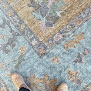 Pastel Brown Oushak Rugs 9x12 Turkish Rug, Home decor Rugs Wool Area Rug for Living, Dining, Bedroom, Oushak style, Hand Knotted Boho Rugs