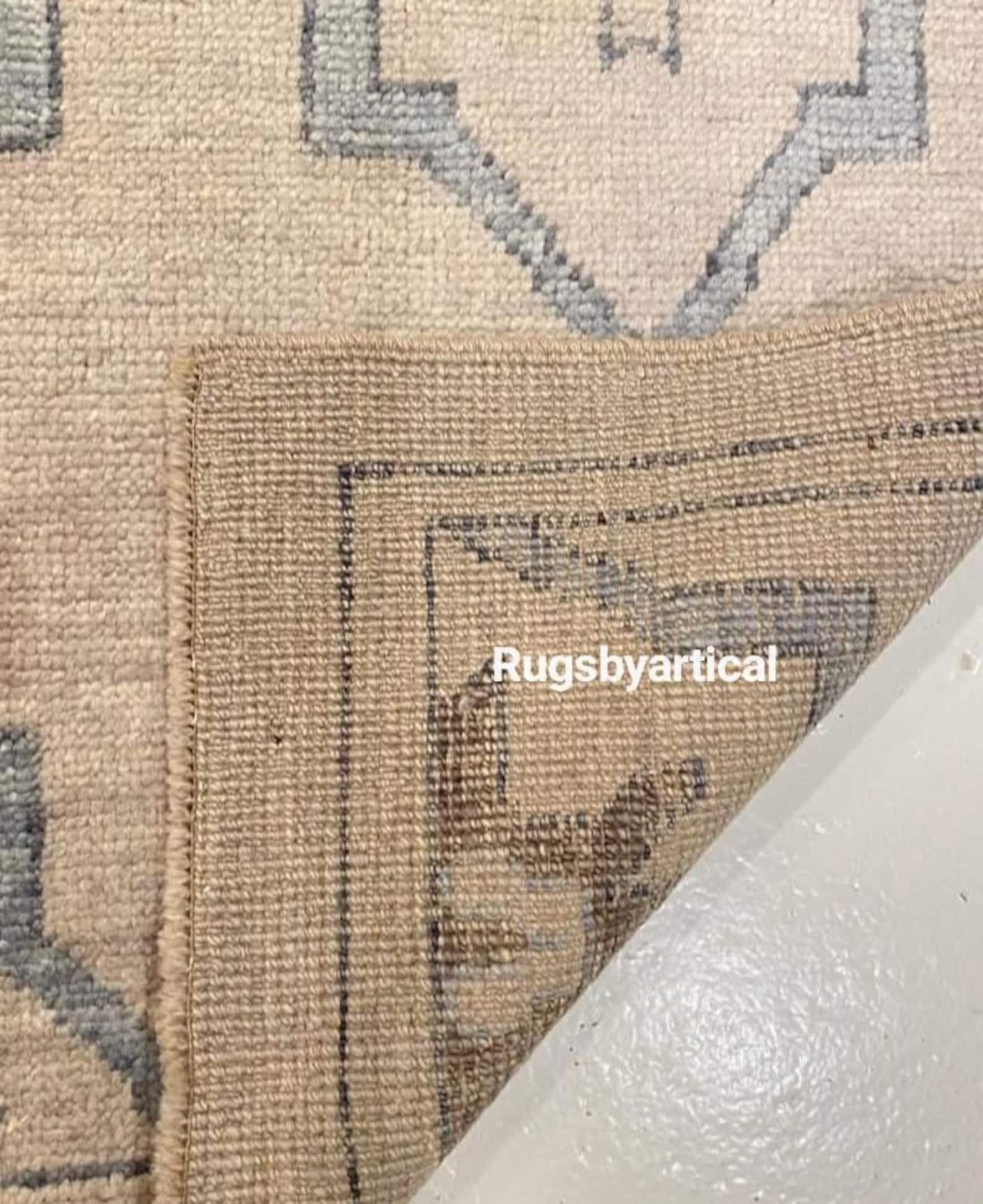 Antique Muted Rug in Beige Blue Modern Oushak Rug 10x14 Turkish Neutral ...