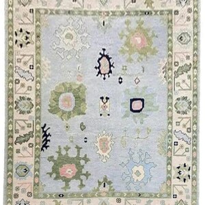 Antique Oushak Rug Cream,Grey Turkish Rug 8x10 9x12 Handmade Wool Area Rug Accent Of Grey Hand Knotted Rug Living Room Rug. Any size Order