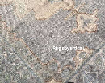 Tappeto turco Oushak unico annodato a mano, grigio beige 9x12 10x14 Tappeto naturale fatto a mano Tappeto in lana Tappeto per arredamento casa Camera da letto Tappeti boho di design