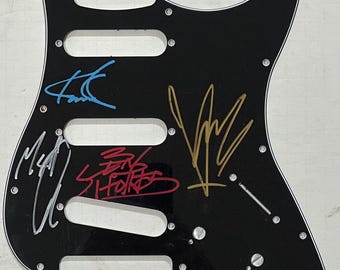 Stratocaster guitar pickguard signed by the band Soundgarden
