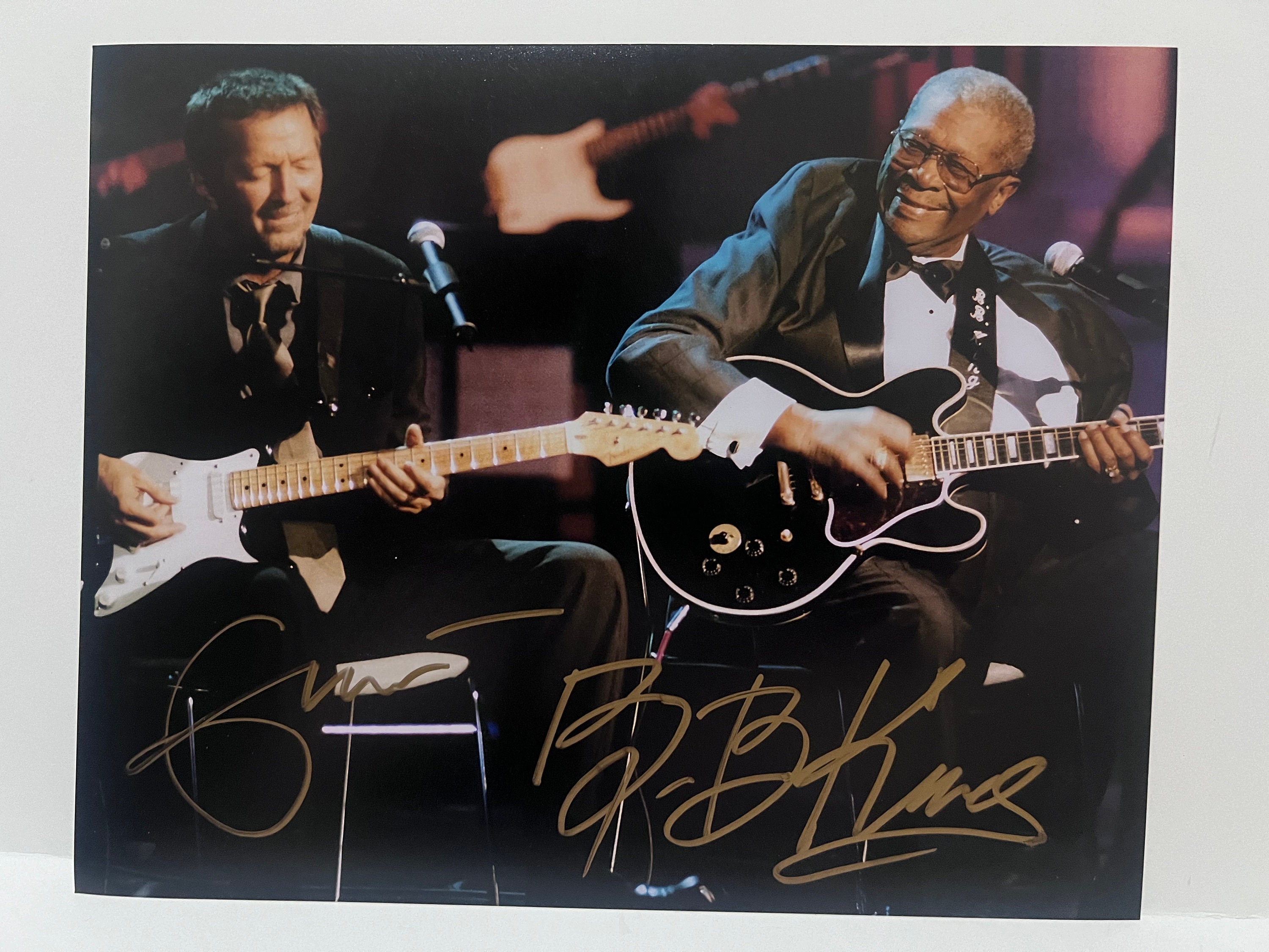 8x10-Foto, signiert von E. Clapton und BB K.