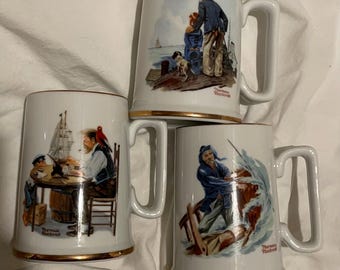 3 Vintage Norman Rockwell Mugs