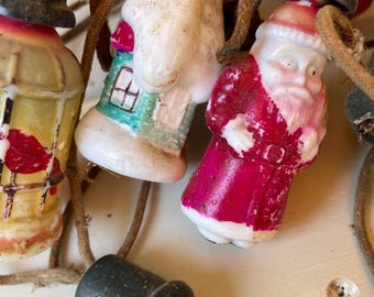 String of Vintage Christmas Lights With Hand Painted Bulbs