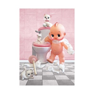 kewpie bathroom print 5 x 7 TISSUE ISSUES