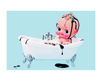 bathroom decor kewpie doll 8 x 12 MY SUNDAE BATH