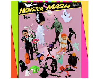 monster print 4 x 4 MONSTER MASH faux album cover