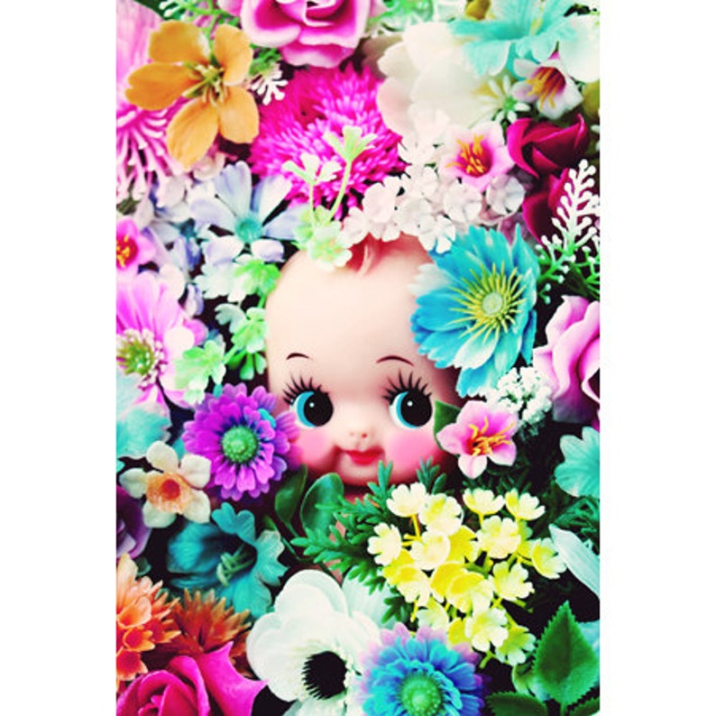 kewpie doll flowers print 5 x 7 PEEKABLOOM image 2