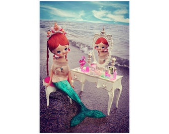 mermaid print 8 x 12 ocean pose doll DEEP SEA DREAMING