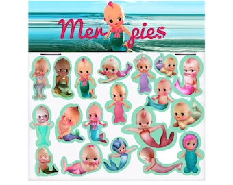 kewpie mermaid stickers cute big eye dolly baby boopsiedaisy sticky poos