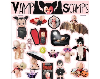 kewpie vampire stickers cute big eye dolly baby boopsiedaisy sticky poos