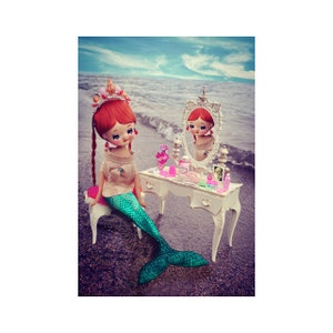 mermaid print 5 x 7 ocean pose doll DEEP SEA DREAMING