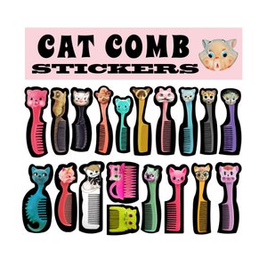 cat comb stickers cute big eye kitten brush boopsiedaisy sticky poos