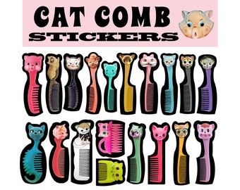 cat comb stickers cute big eye kitten brush boopsiedaisy sticky poos