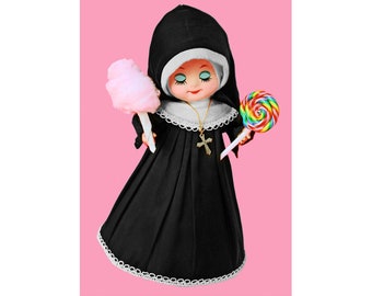 nun doll print 5 x 7 SINFULLY SWEET