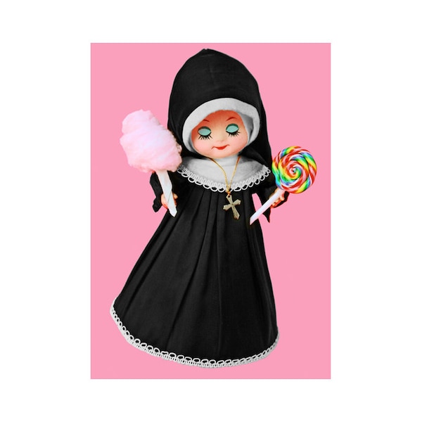 nun doll print 5 x 7 SINFULLY SWEET