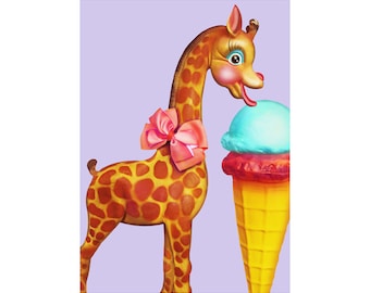 ice cream giraffe print 5 x 7 LICKITY SPLIT