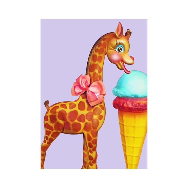 ice cream giraffe print 5 x 7 LICKITY SPLIT