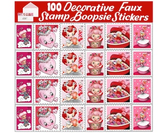 100 DECORATIVE BOOPSIE STAMP valentine stickers custom kitschy cute