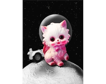 space kitten print 5 x 7 FUR FUR AWAY