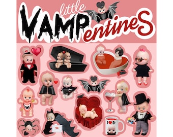 valentine vampire stickers cute big eye kewpie dolly baby boopsiedaisy sticky poos