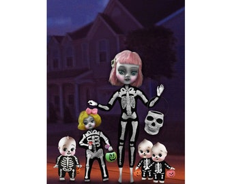 kewpie trick or treat print 5 x 7 SKELETON CREW