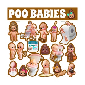 kewpie bathroom stickers cute big eye dolly baby boopsiedaisy sticky poos