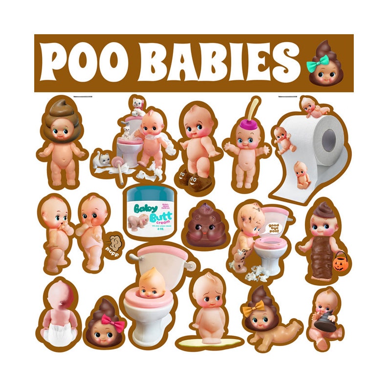 kewpie bathroom stickers cute big eye dolly baby boopsiedaisy sticky poos image 1