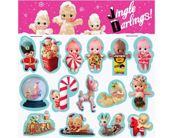 kewpie christmas stickers cute big eye dolly baby boopsiedaisy sticky poos