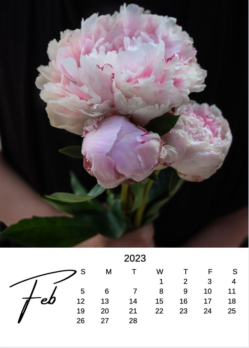 2023 Calendar 2023 Desk Calendar Peony Calendar Flower Etsy Ireland