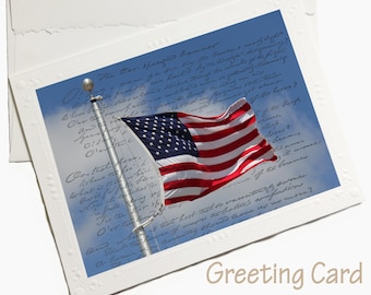 Americana card, USA card, American Flag card, Americana stationary, USA flag stationary, military gift, patriotic card, patriotic stationary