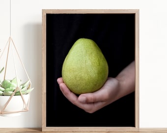 fruit wall art, wall art, Kitchen wall art, kitchen decor, food decor, food photo, dining room decor, pear photo, fruit photo, fruit print