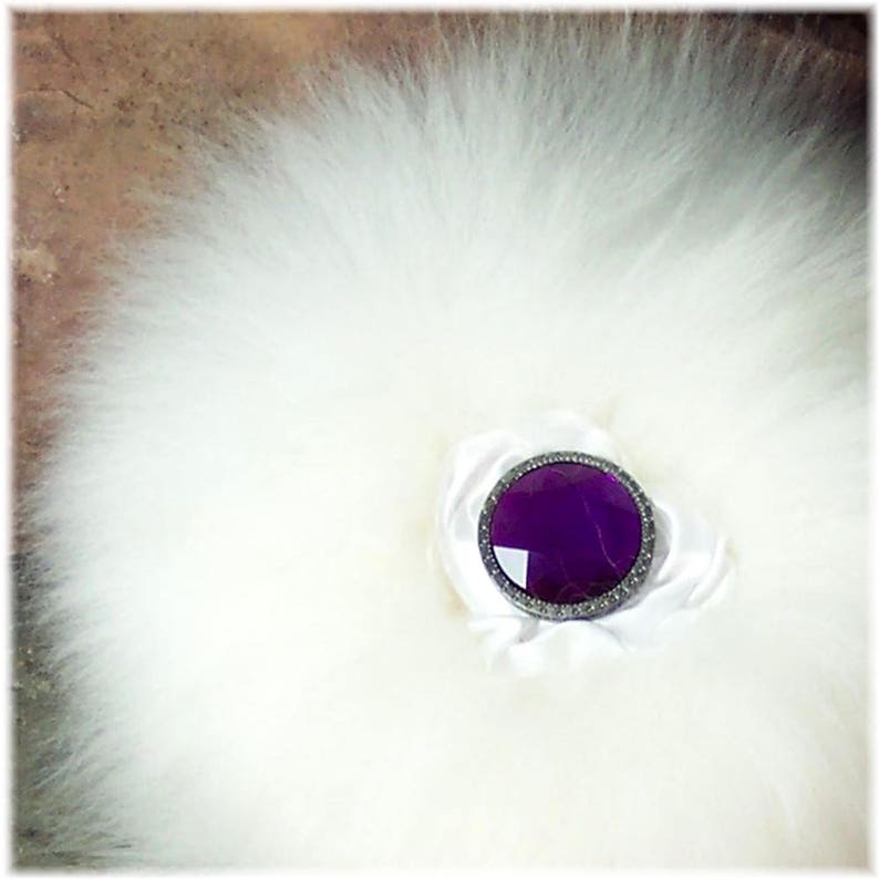 Powder Puff With Purple Crystal Handle Extra Large Merino Etsy