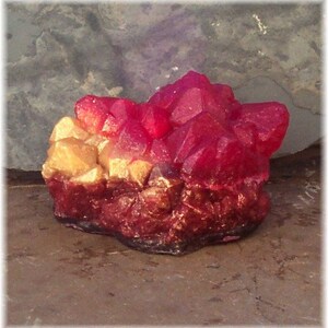 Ruby Red and Gold Geode Soap Rock Medium Height Crystal Formation