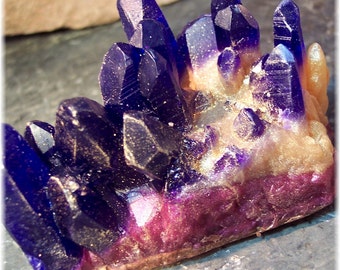 Amethyst Raw Crystal Geode Soap Rock Purple, Violet and Gold