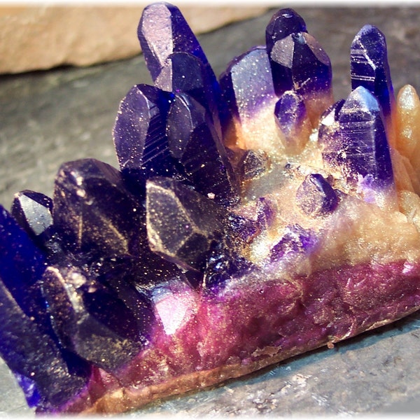 Amethyst Raw Crystal Geode Soap Rock Purple, Violet and Gold