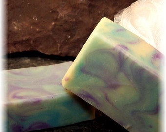 Handmade Lavender Scented Soap, One Bar of Lavender Monet Purple and Blue Soap