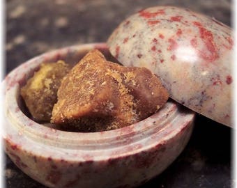 Sacred Amber Resin Nuggets in Soapstone Vessel, 5 grams of Amber Resin, One Jar with Sacred Amber